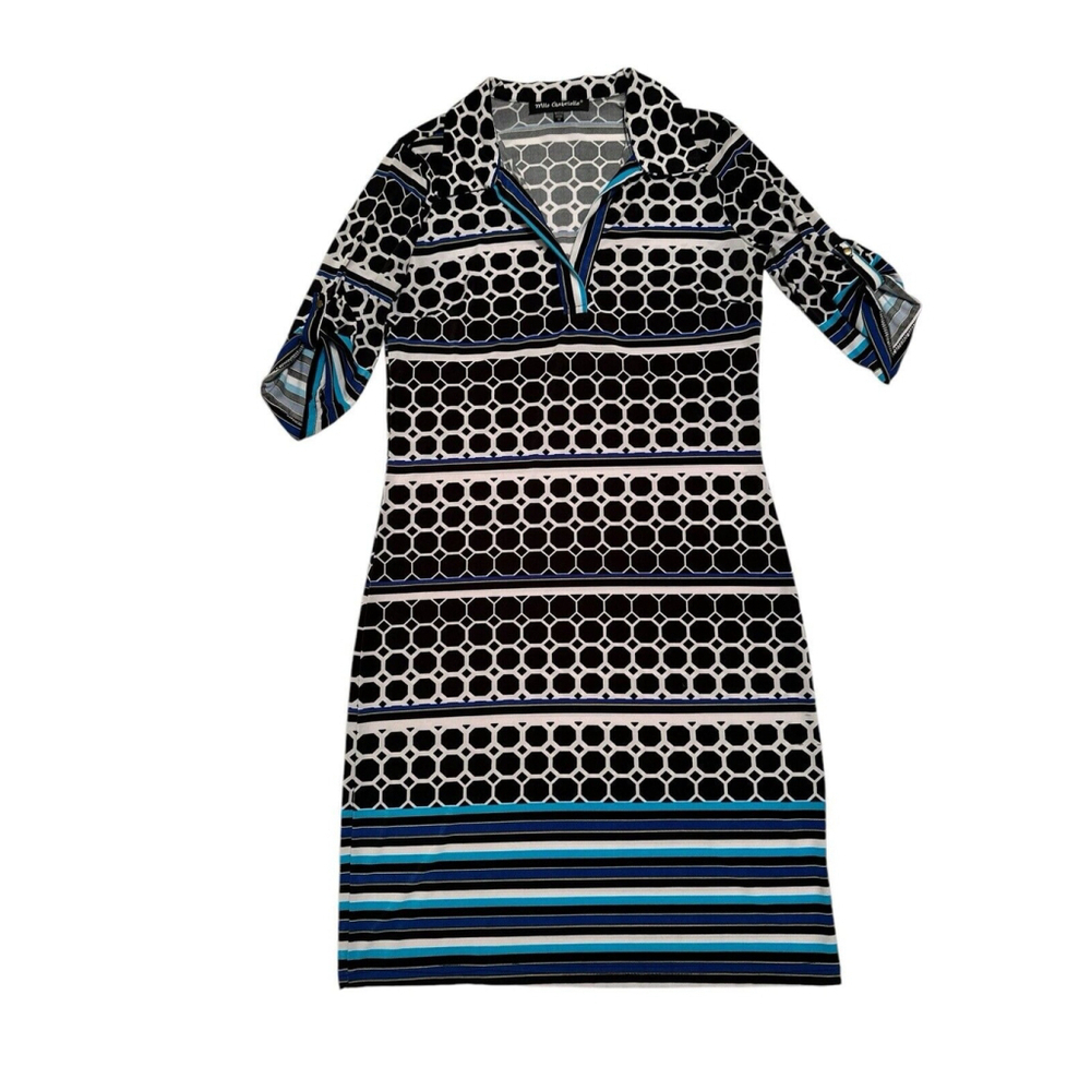 Mlle Gabrielle Circles Womens Slit Neck Dress Womens Medium Geometric Hippie